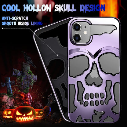 for Iphone 11 Case for Men, Women Cool Skull Skeleton Funny Gothic Hollow Cases for Boy Girls, Fashion Hollowed Designer Plated Shockproof Goth Cover for Iphone 11 Purple