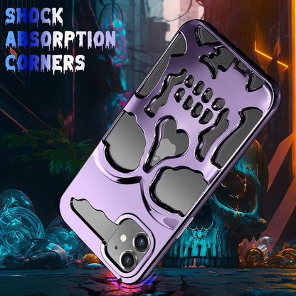 for Iphone 11 Case for Men, Women Cool Skull Skeleton Funny Gothic Hollow Cases for Boy Girls, Fashion Hollowed Designer Plated Shockproof Goth Cover for Iphone 11 Purple
