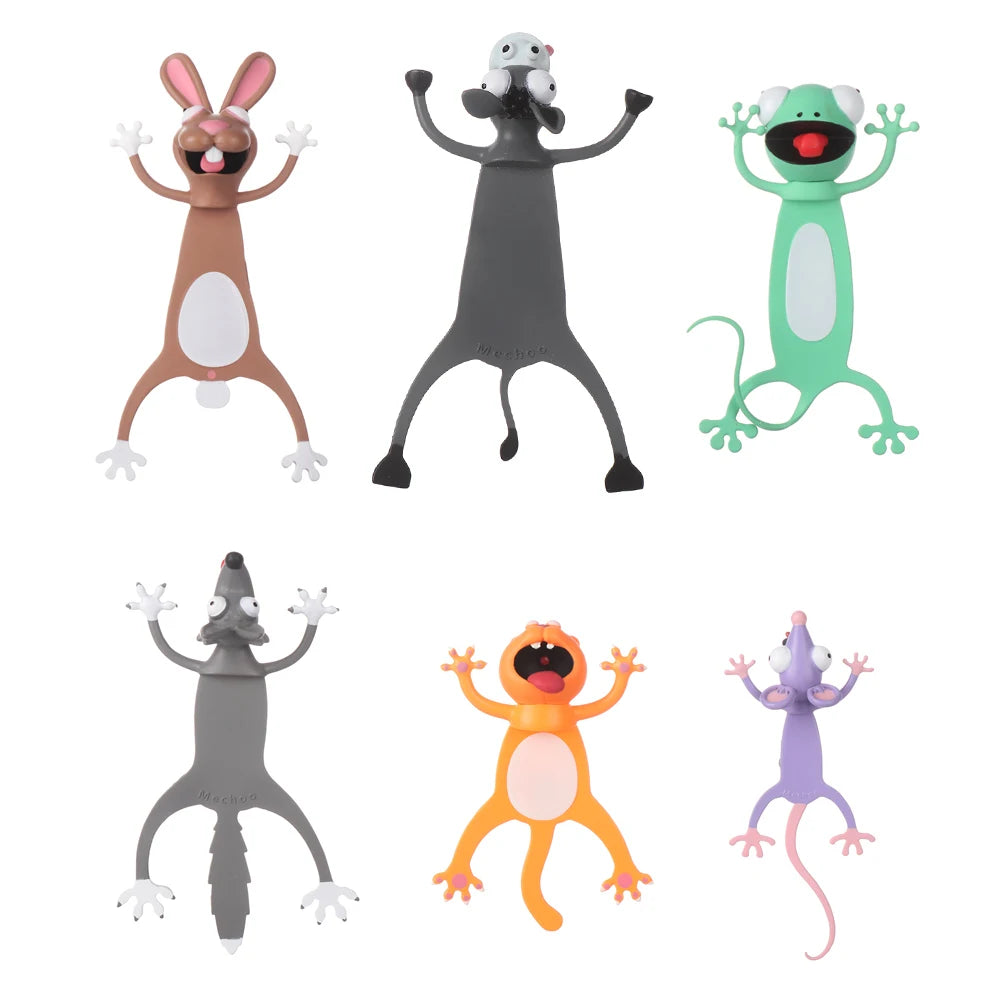 Creative Stationery Bookmarks 3D Stereo Cartoon Marker Animal Bookmarks Ocean Series Seal Octopus Cat Panda and Shiba Inu