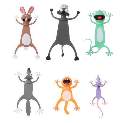 Creative Stationery Bookmarks 3D Stereo Cartoon Marker Animal Bookmarks Ocean Series Seal Octopus Cat Panda and Shiba Inu