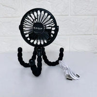 New Multifunctional Childrens Stroller Mini Fan Portable USB Charging Small Fan Mobile Phone Holder Outdoor Handheld Octopus Fan