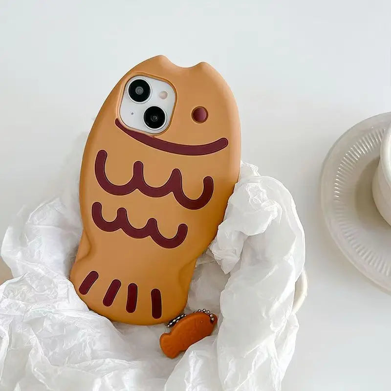 Fish Shape 3D Silicone Phone Case for Iphone 17 Air 11 12 13 14 15 16 Pro Max with Pendant
