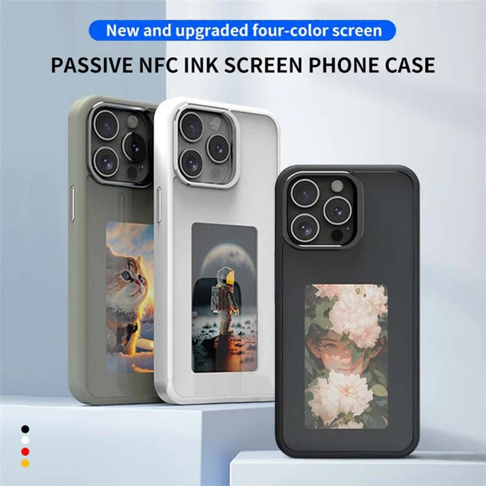 NFC Display Screen APP Smart Phone Case for Iphone 16 15 14 13 Pro Max DIY Phone Covers with Protector Back Fundas Battery Free