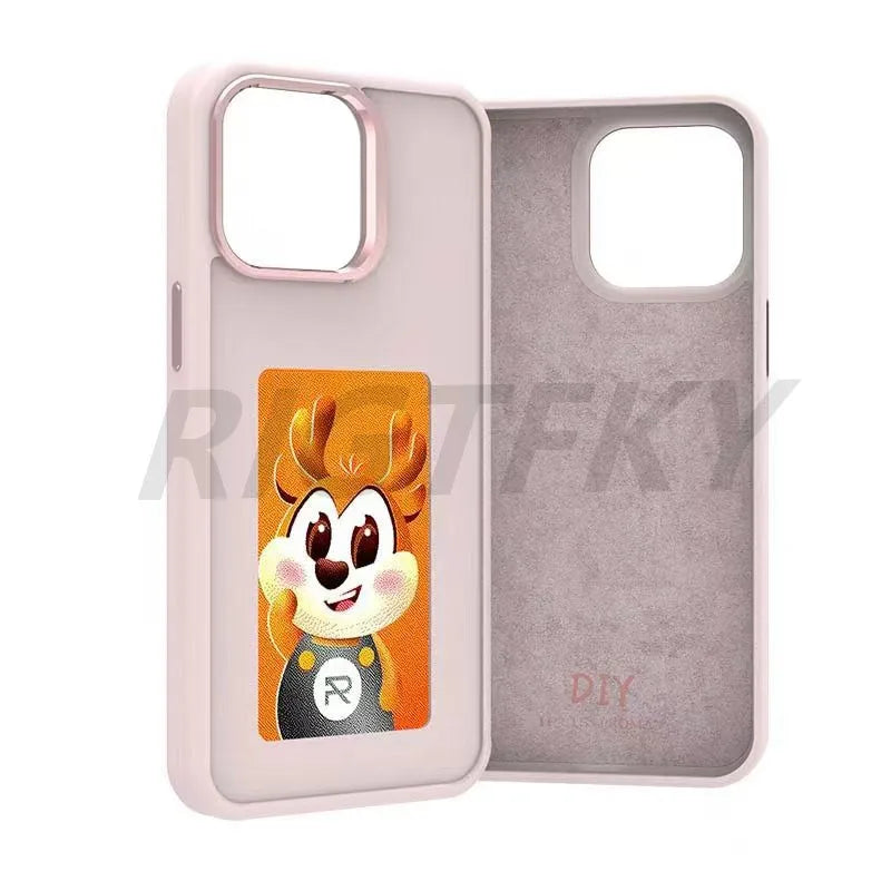 NFC Display Screen APP Smart Phone Case for Iphone 16 15 14 13 Pro Max DIY Phone Covers with Protector Back Fundas Battery Free