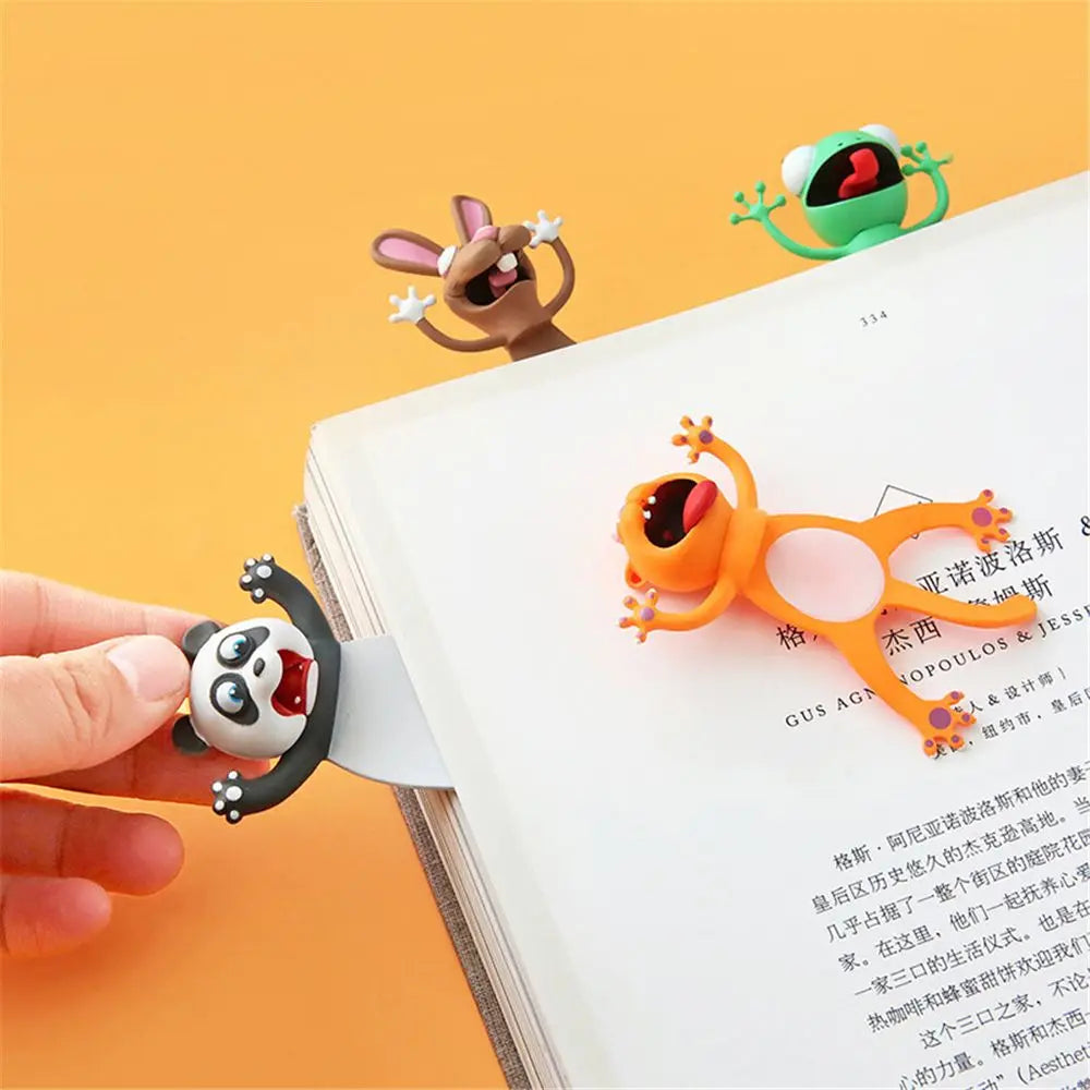 Creative Stationery Bookmarks 3D Stereo Cartoon Marker Animal Bookmarks Ocean Series Seal Octopus Cat Panda and Shiba Inu