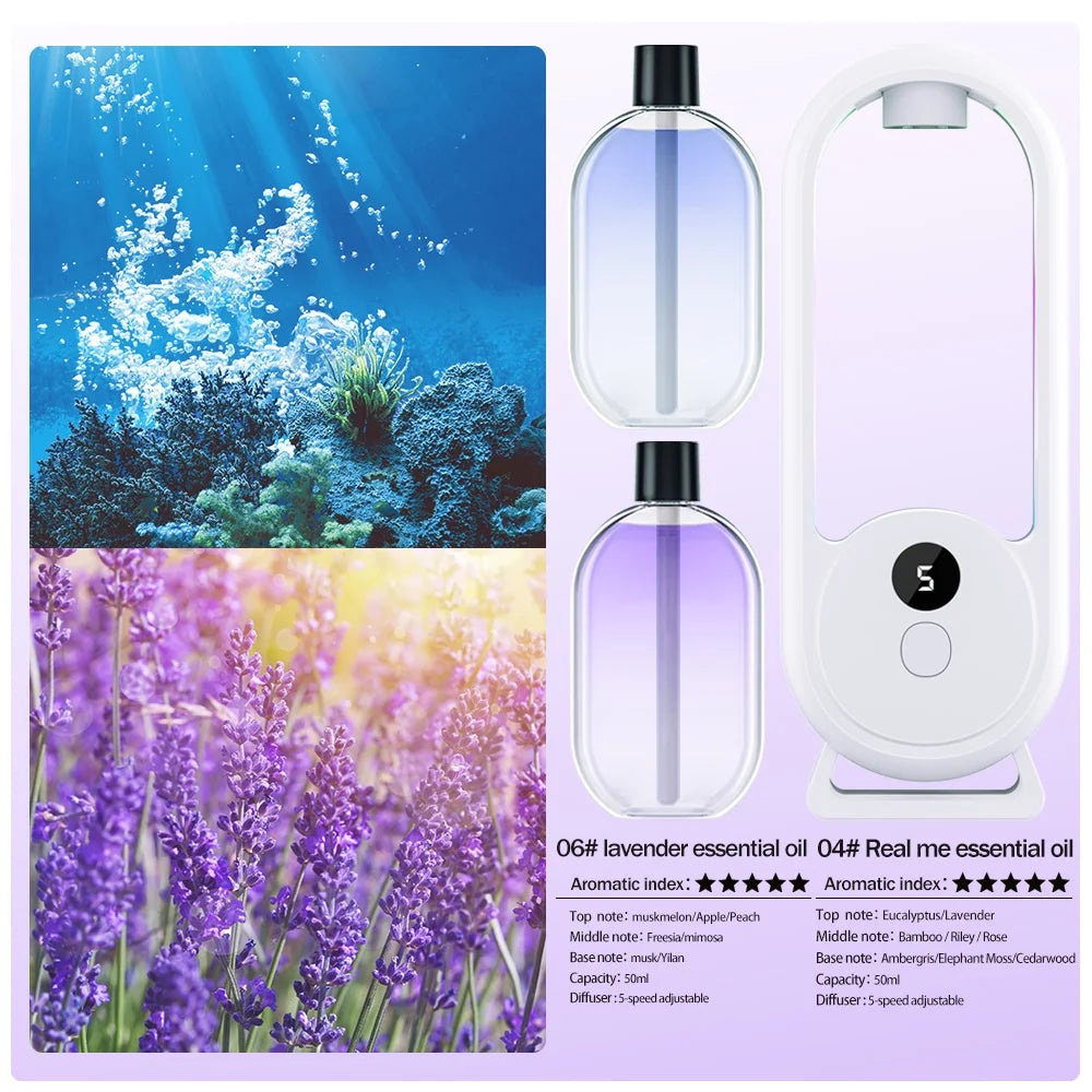 Rechargeable Portable Aroma Diffuser Essential Oil Aromatherapy Machine Timed Air Freshener to Remove Odors 5 Modes Timed Spray