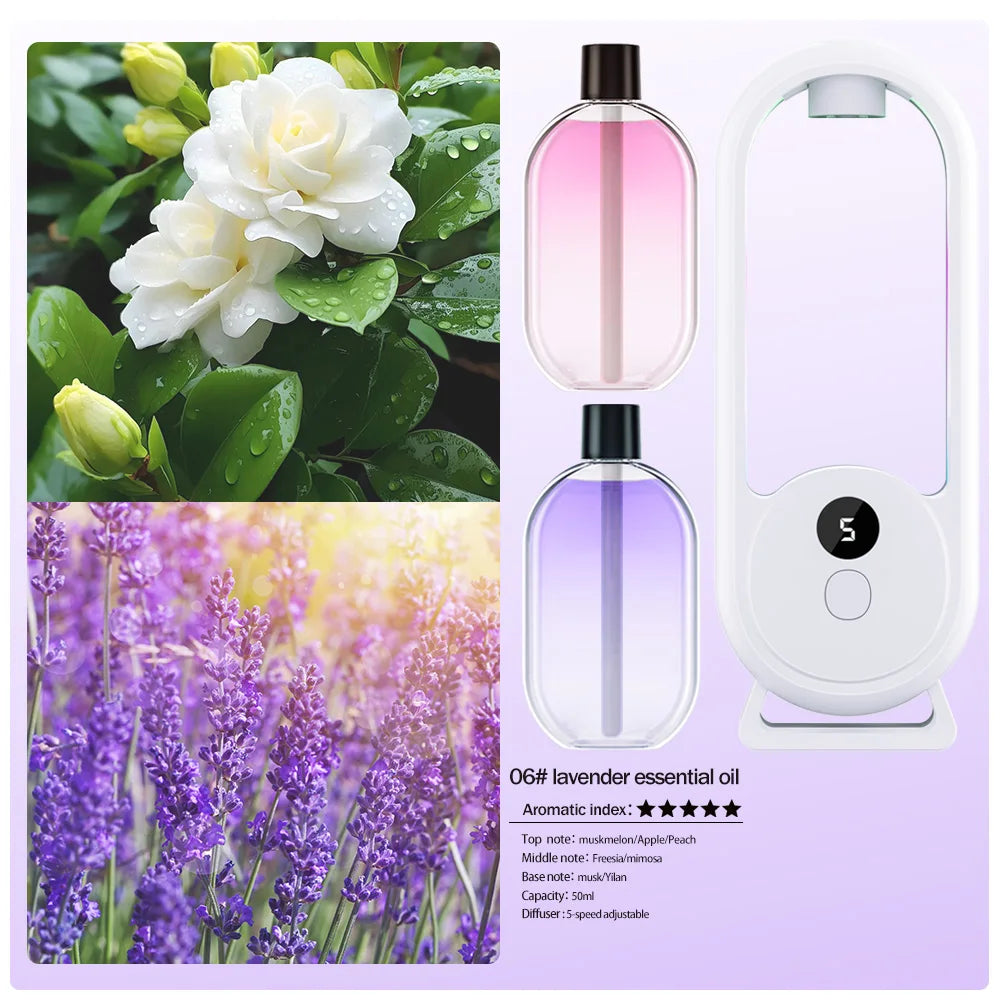 Rechargeable Portable Aroma Diffuser Essential Oil Aromatherapy Machine Timed Air Freshener to Remove Odors 5 Modes Timed Spray