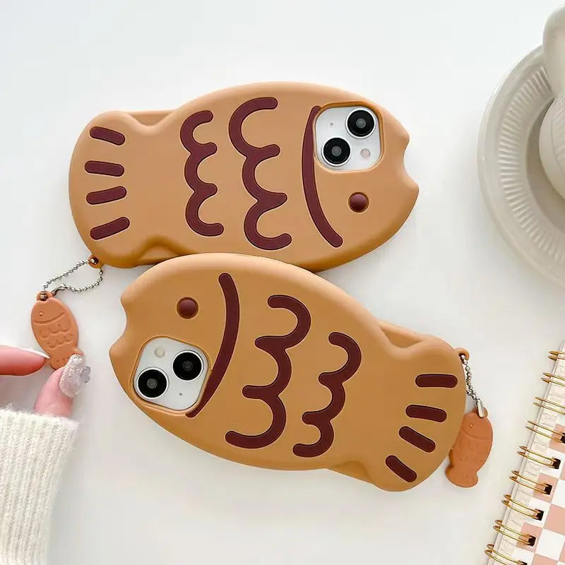 Fish Shape 3D Silicone Phone Case for Iphone 17 Air 11 12 13 14 15 16 Pro Max with Pendant