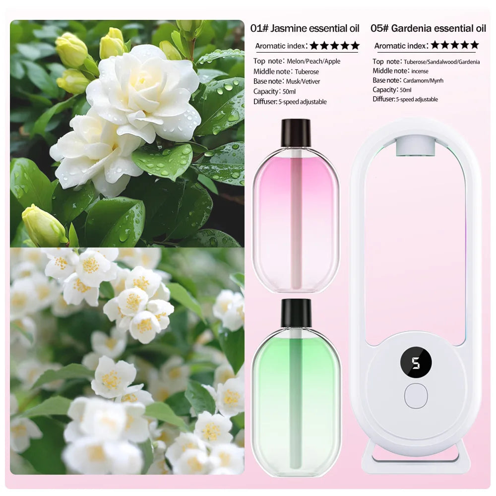 Rechargeable Portable Aroma Diffuser Essential Oil Aromatherapy Machine Timed Air Freshener to Remove Odors 5 Modes Timed Spray