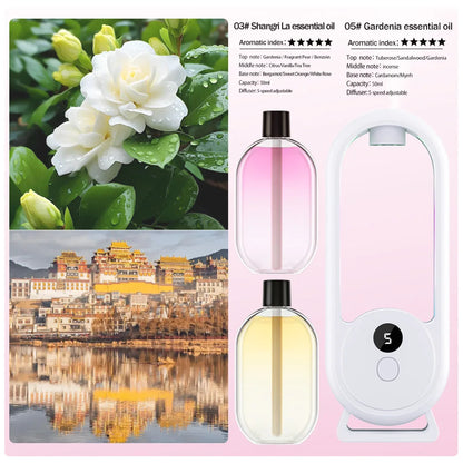 Rechargeable Portable Aroma Diffuser Essential Oil Aromatherapy Machine Timed Air Freshener to Remove Odors 5 Modes Timed Spray