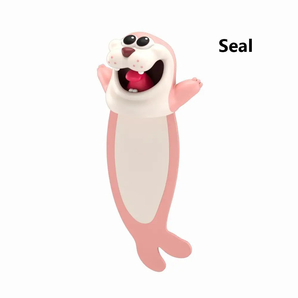 Creative Stationery Bookmarks 3D Stereo Cartoon Marker Animal Bookmarks Ocean Series Seal Octopus Cat Panda and Shiba Inu