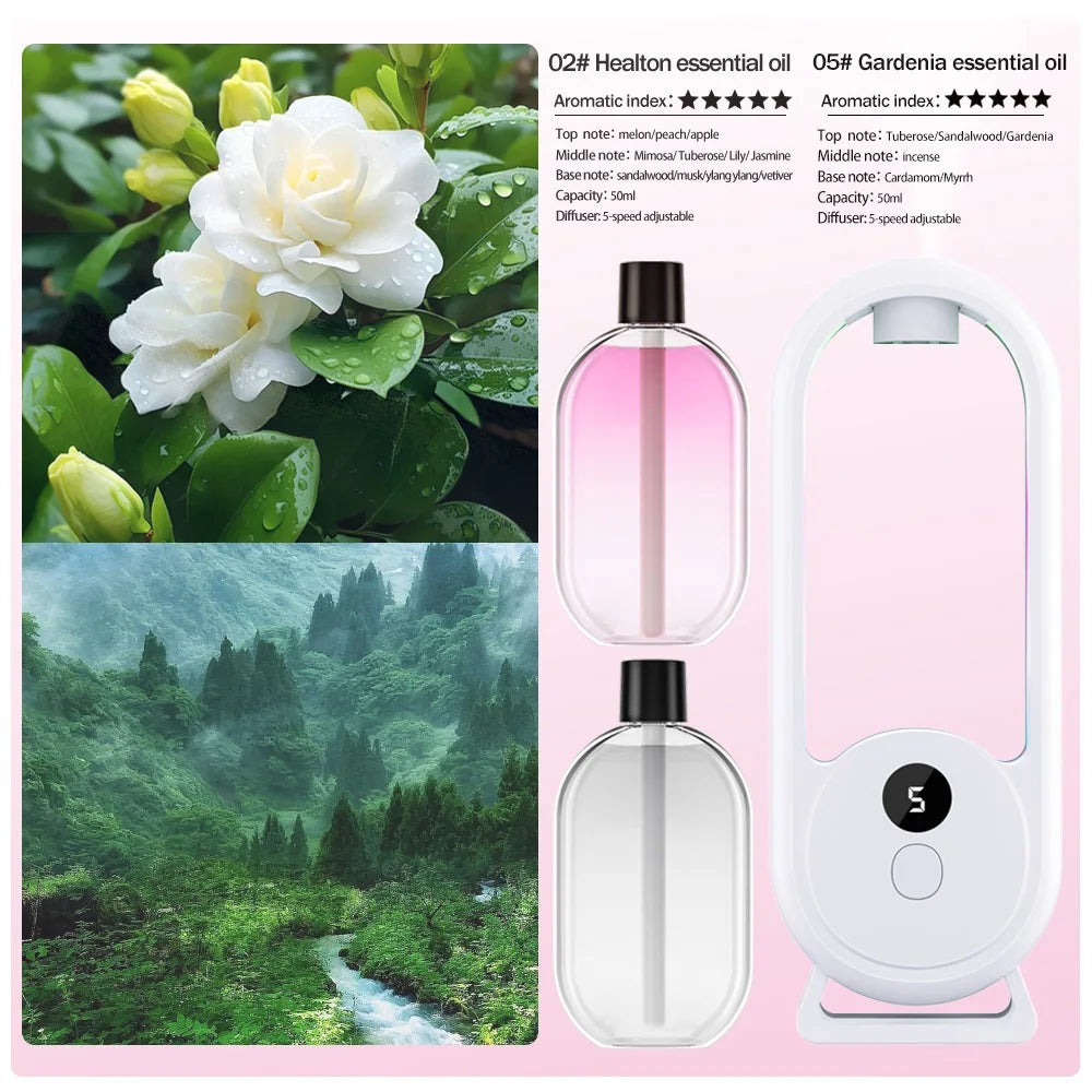 Rechargeable Portable Aroma Diffuser Essential Oil Aromatherapy Machine Timed Air Freshener to Remove Odors 5 Modes Timed Spray