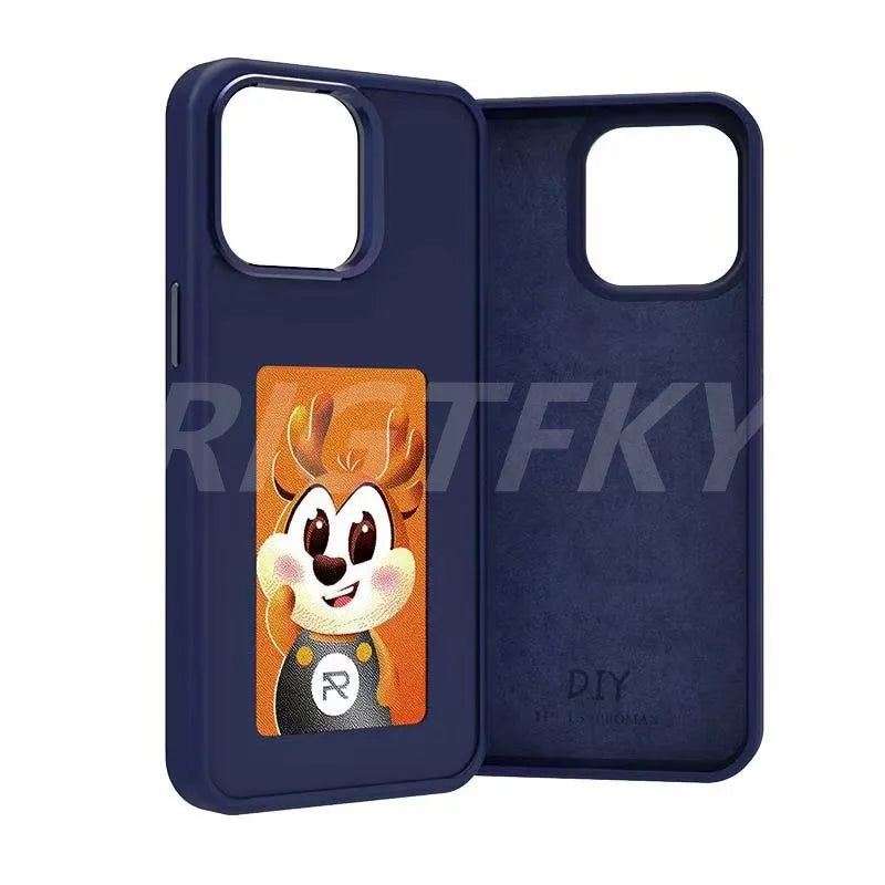 NFC Display Screen APP Smart Phone Case for Iphone 16 15 14 13 Pro Max DIY Phone Covers with Protector Back Fundas Battery Free
