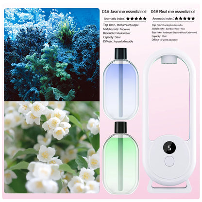 Rechargeable Portable Aroma Diffuser Essential Oil Aromatherapy Machine Timed Air Freshener to Remove Odors 5 Modes Timed Spray