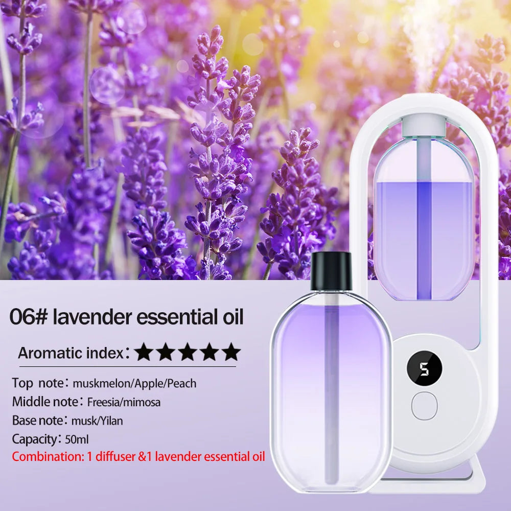 Rechargeable Portable Aroma Diffuser Essential Oil Aromatherapy Machine Timed Air Freshener to Remove Odors 5 Modes Timed Spray