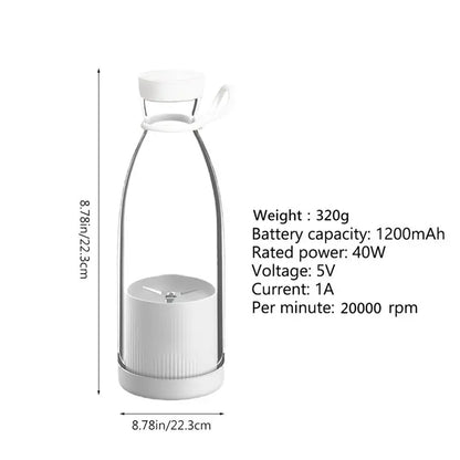A38T-300ML Portable Blender Fruit Mixers USB Rechargeable Smoothie Mini Blender Personal Juicer -White